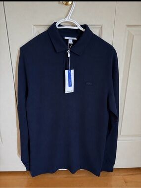 LACOSTE LONG NAVY BLUE POLO SMART PARIS NWT